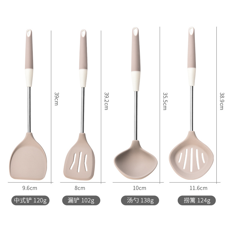 家用硅胶厨具4件套装厨房烹饪锅铲家用厨具炒菜铲子硅胶铲勺套装细节图