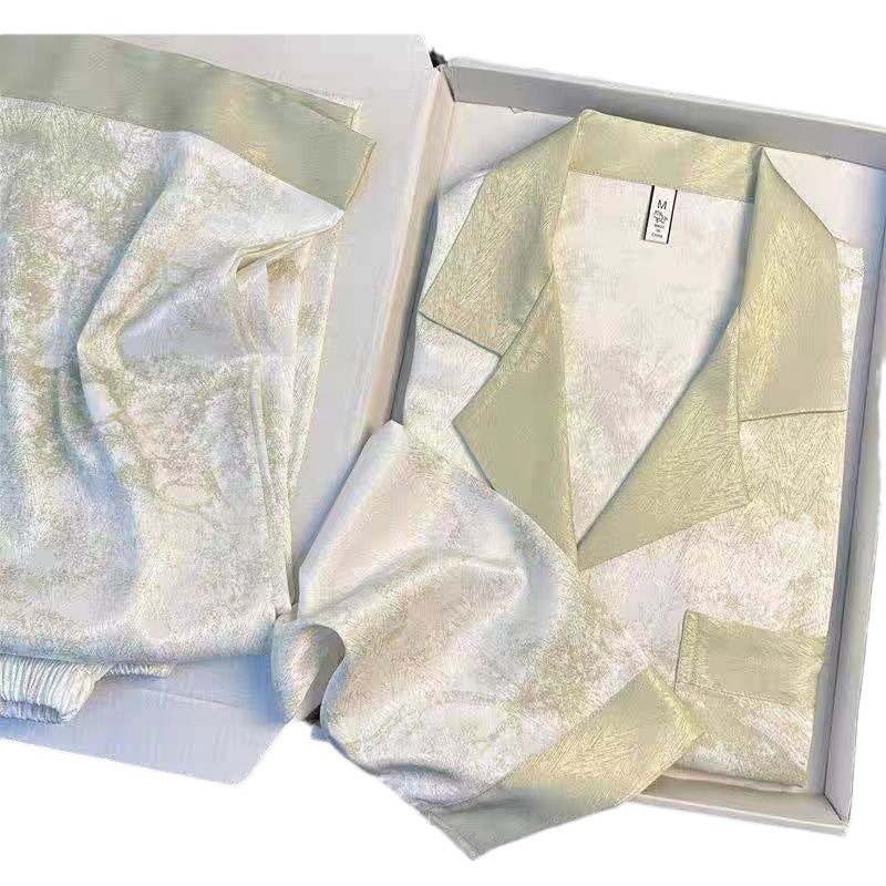Ice silk pijamas mujer primavera otoño pantalones de manga larga nuevo estilo explosivo premium sentido puede ser usado fuera verano casero traje de mujer Item Picture