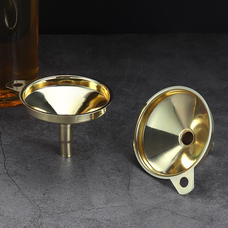 304 Funnel stainless steel gold-plated conical small funnel Liquid dispenser oil leak wine leak kitchen gadget full figure