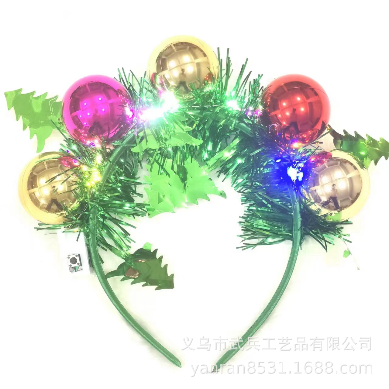 Cross-border round ball color stripe headband, Christmas headband, creative luminous band light, festival party color ball headwear wholesale