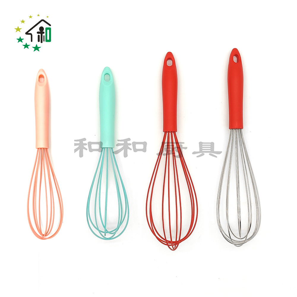 10 "12" hand-held stainless steel whisk Silicone household mini egg whisk Cream whisk full figure
