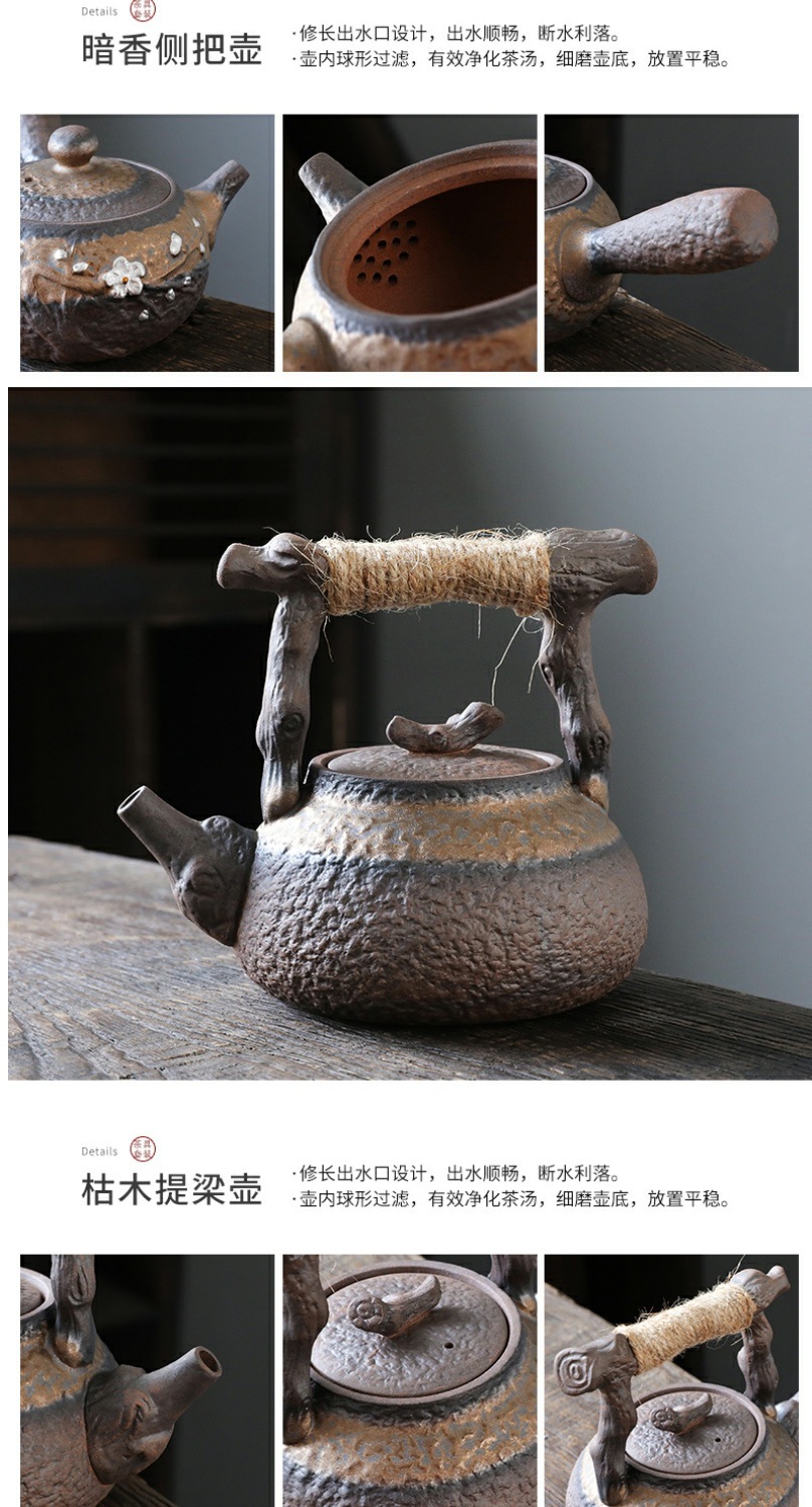 Japanese-style coarse earthenware wine brewer, home vintage wine warming, brewing white wine, strong wine, yellow wine, candle heating, kung fu tea set, plum blossom pic 9