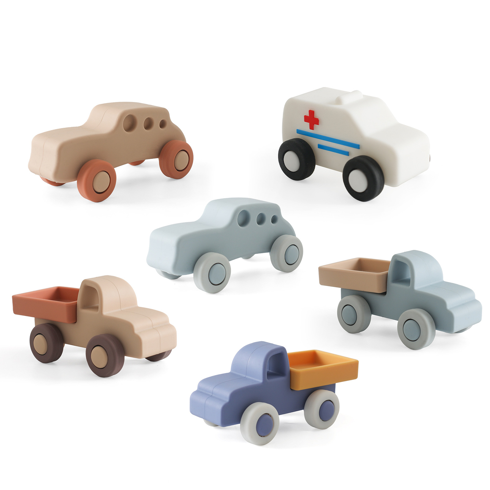 A new type of silicone toy car for infants and toddlers made of silicone material, featuring a gripping inertial hand-pushed car model Item Picture