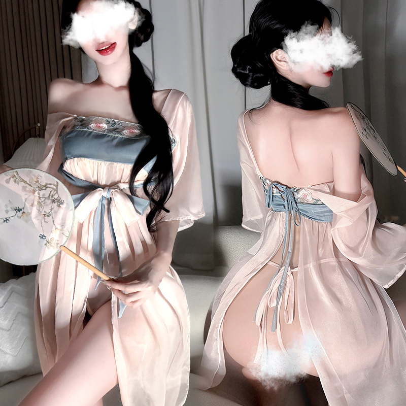 情趣内衣古风雪纺纱裙宫廷肚兜性感风cos汉服诱惑小胸调情套装女