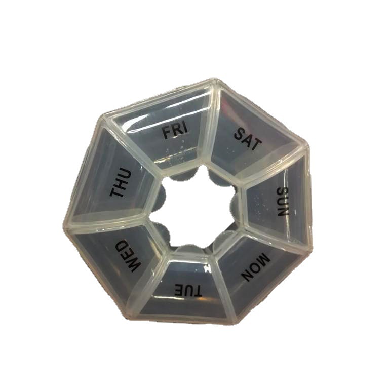 7 Days Transparent Circular Medicine Box Large Capacity Health Care Product Box A Week Hepagon 7 Medicine Box Rs-600027 details Picture