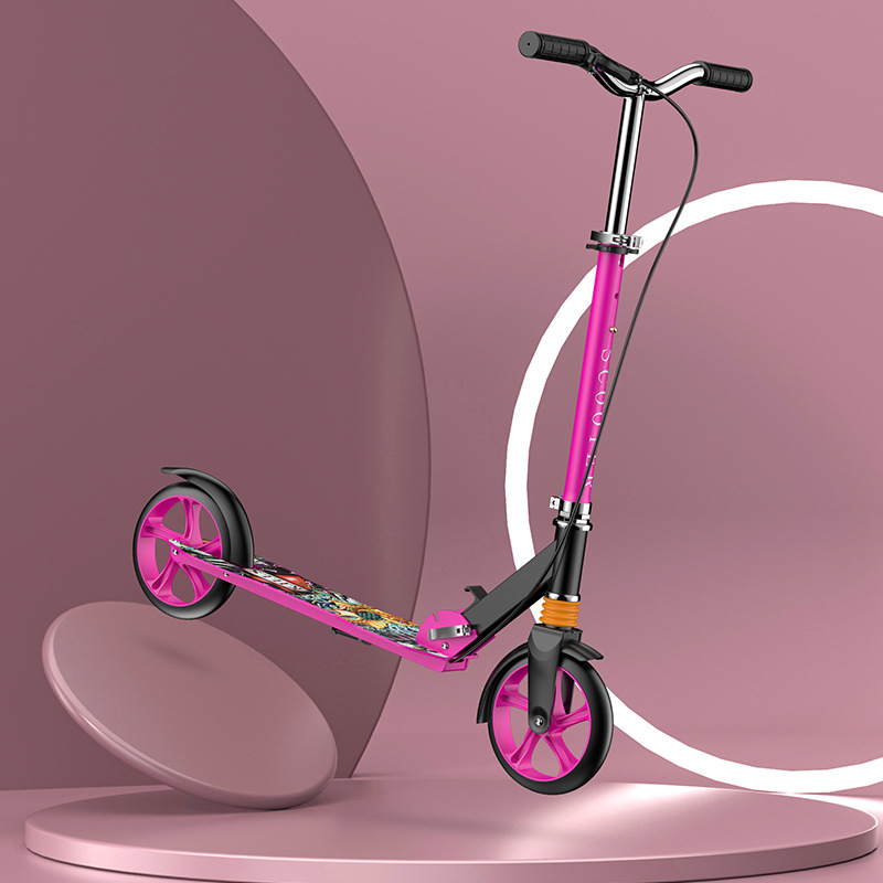 Adult Scooter Shock Absorbent Two-Wheeled Large Children Folding Scooter Scooter Foldable Extended Armrests details Picture