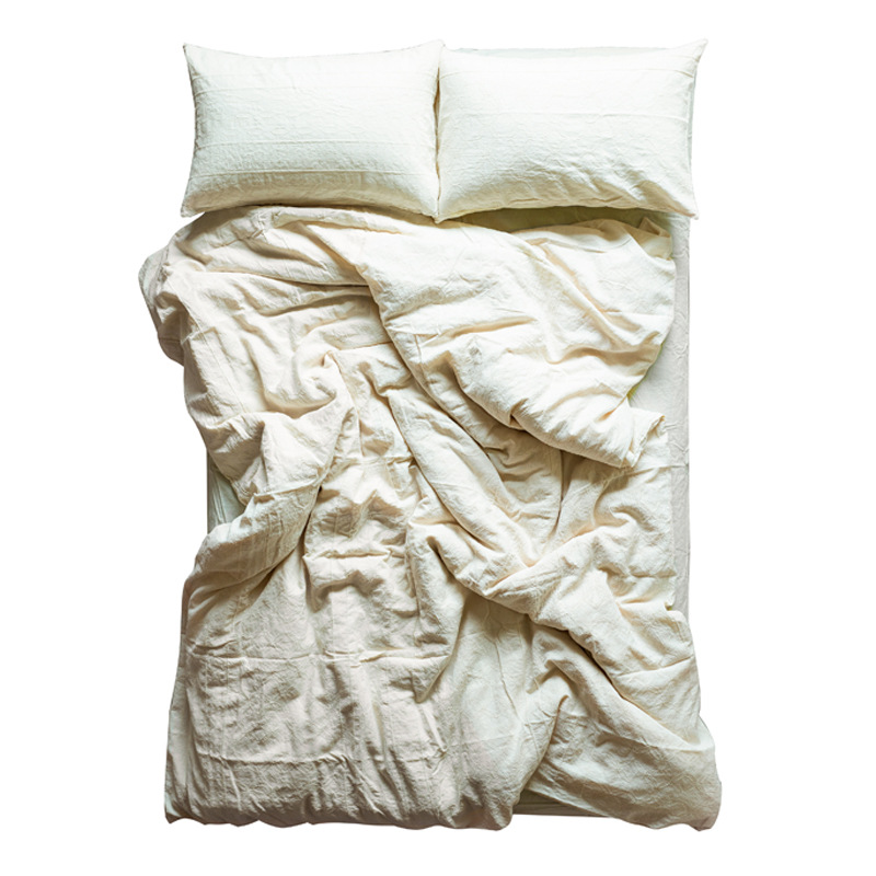 Zha Silent Wind Cotton Bed Four Sets Of Pure Cotton Linen White Simple Plain Bed Sheet Cover Naked Bed Sheet Specification drawing