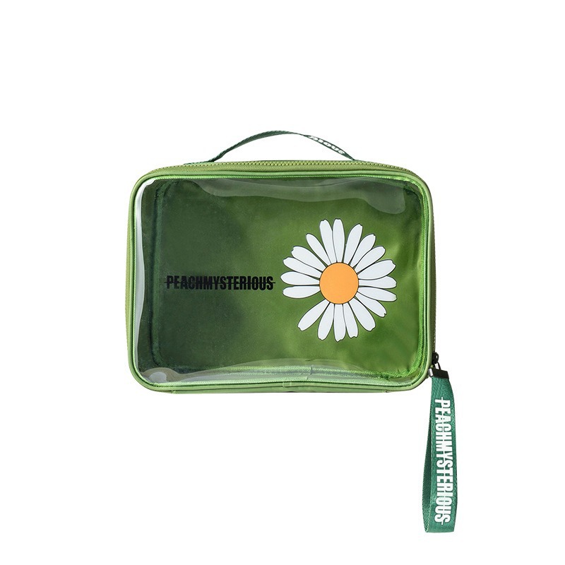 Daisy cosmetic bag, ins style, high appearance level, large-capacity pvc transparent waterproof portable toiletry bag, cross-border storage bag Item Picture