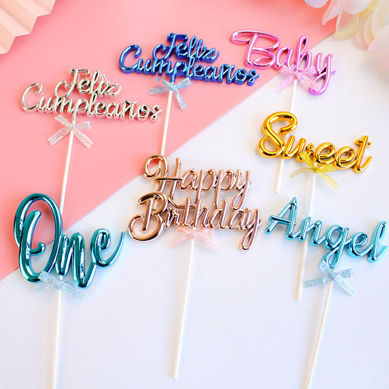 Copyright Amazon Cake Decoration Three-Dimensional Birthday Card Spanish Happy Birthday Baby/One/Sweet Angel Application Scenario