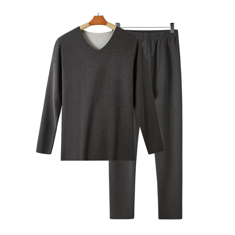 Men's thermal underwear, fleece set, fleece thickened, seamless men's thermal underwear and thermal pants, double-sided heating winter base layer Item Picture