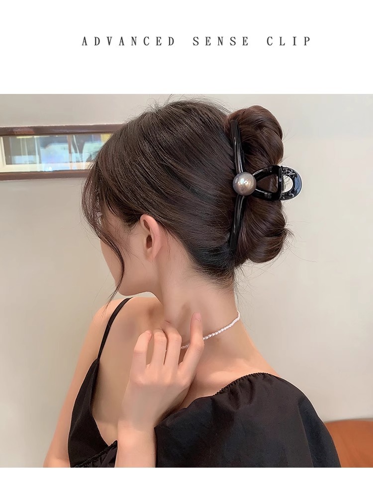 韩国亚克力发夹女后脑勺盘发夹子头饰网红珍珠抓夹气质爱心鲨鱼夹详情18