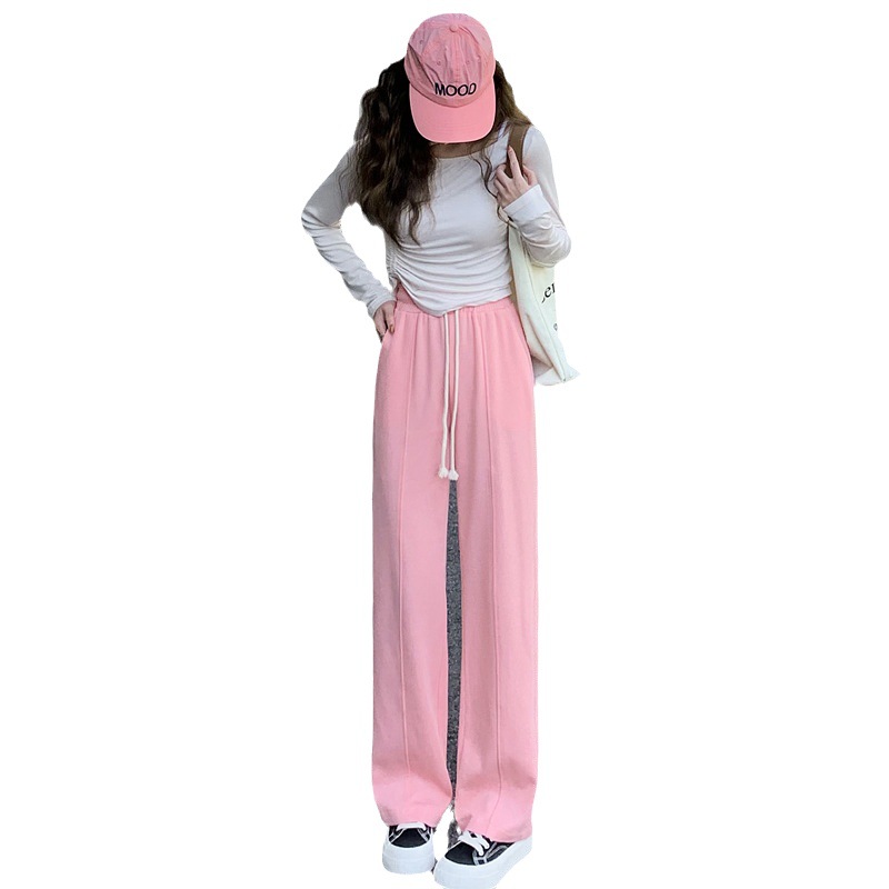 Casual Narrow Version Of White Straight Pants Female Draping Underwear High Waist Soft Waxy Draping Pants Slim Casual Mopping Pants Item Picture