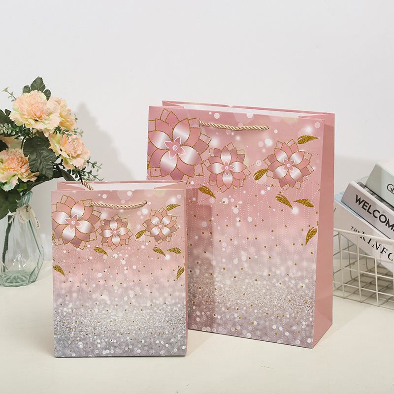 Colorful flower gift bags, handbags, paper bags, clothing shopping bags, birthday return gifts, souvenir packaging bags, South America details Picture