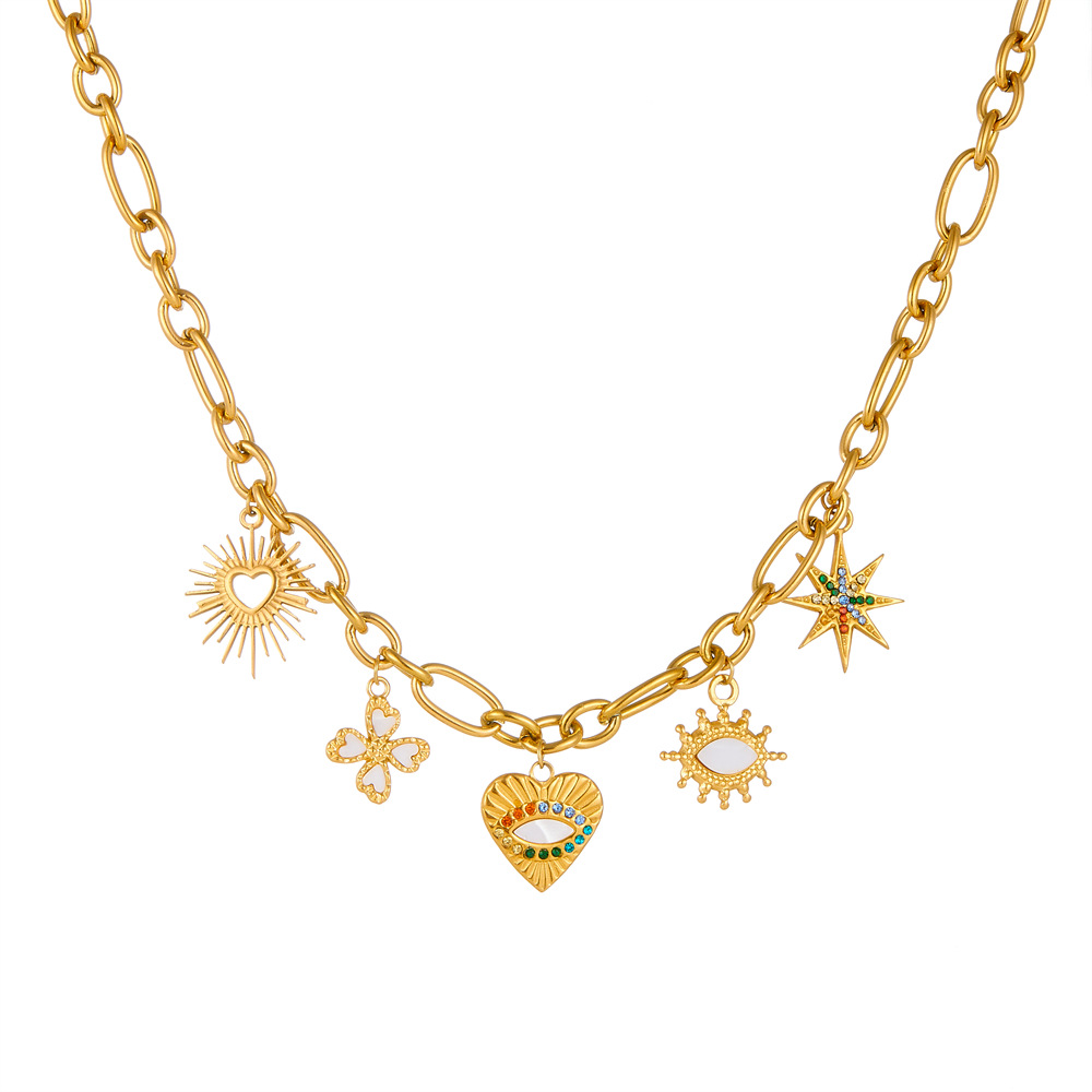 水晶锆石套链/锆石套链/耳圈套装/套装珍珠/木制工艺品白底实物图