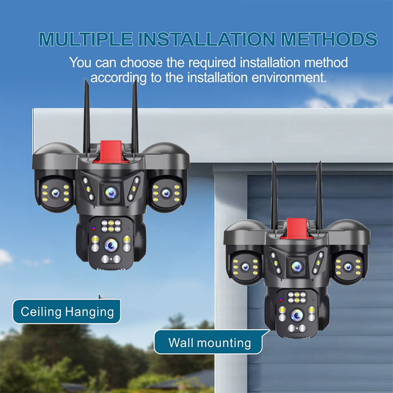 太阳能监控摄像头公司户外全景无死角无线室外多目监控AOV摄像机详情1