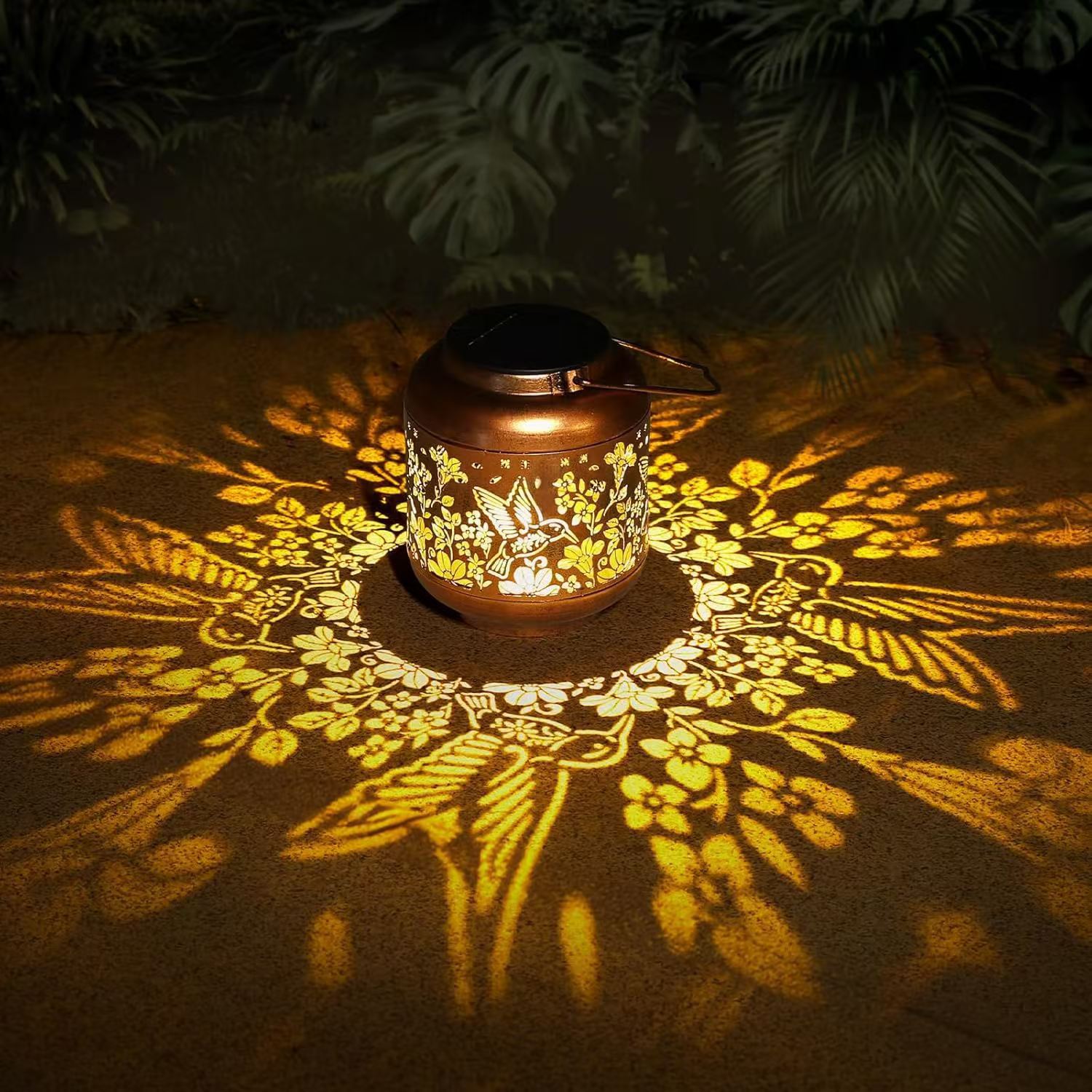 Amazon's new solar butterfly lamp, cross-border ironwork hollowed-out lamp, villa courtyard decoration, outdoor waterproof hanging lamp details Picture