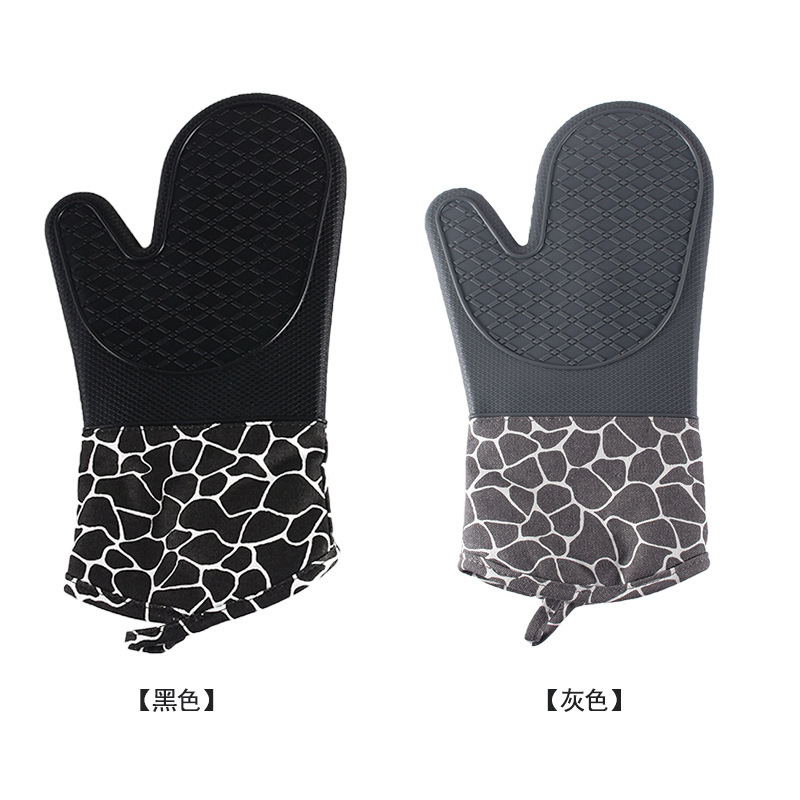 【 Chi Jia 】 Deer-patterned fabric rice dot short gloves for baking, microwave, heat insulation, anti-scald, oven, and cotton gloves