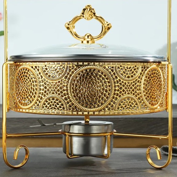 New Luxury Lace Jazz Cover Hanging Cover Buffet Stove Thickened Hook Dinner Stove Solid Liquid Alcohol Stove Small Fire Specification drawing