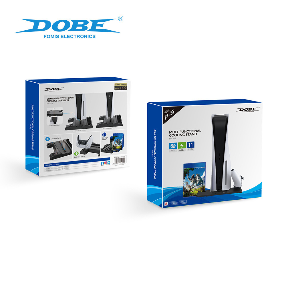 Factory direct sales, cross-border foreign trade, high-quality game console accessories, DOEB PS5 console multi-functional cooling fan base for heat dissipation, wireless controller, dual-seat charger Item Picture