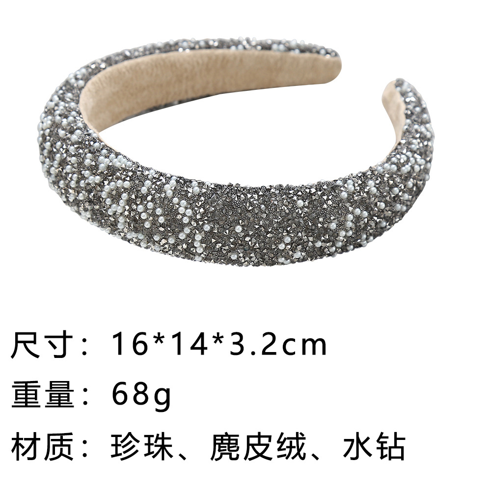 Pearl Set Headband Retro Pressure Hair Wide Edge Haircard Batch Stalls Selling Women's Super Flash Hair Accessories Headband Supply Application Scenario