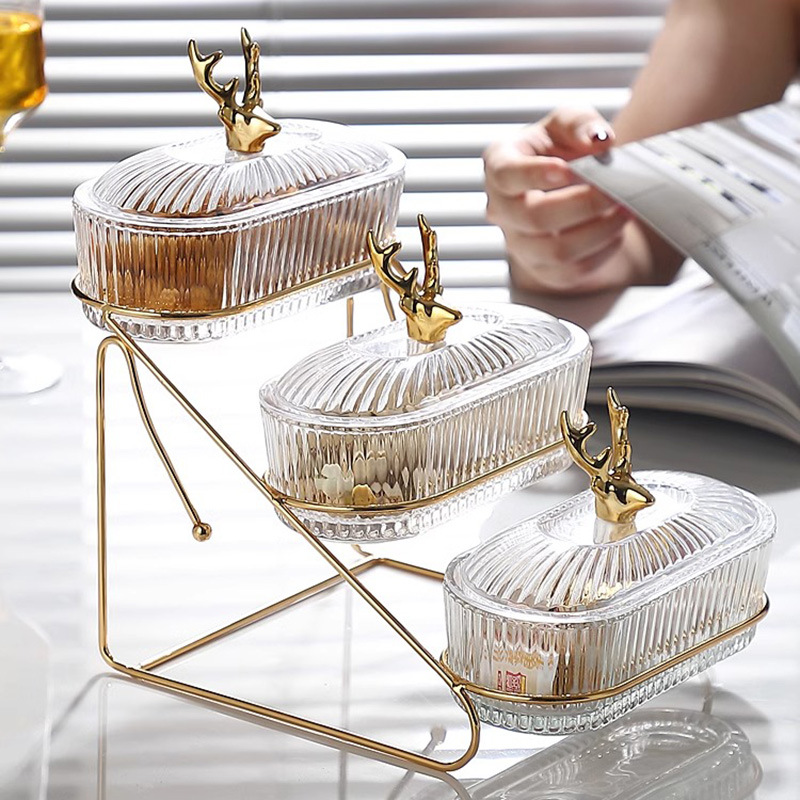 Light Luxury Fruit Tray Home Living Room Tea Table Snack Multi-Layer Snack Tray High-End Candy Tray Division Of Dried Fruit Storage Box Specification drawing
