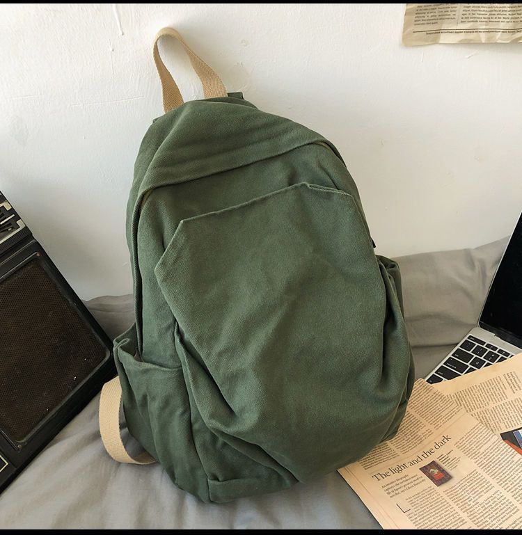 小众帆布书包女新款大容量大学生简约初中复古背包双肩包旅行原宿详情15