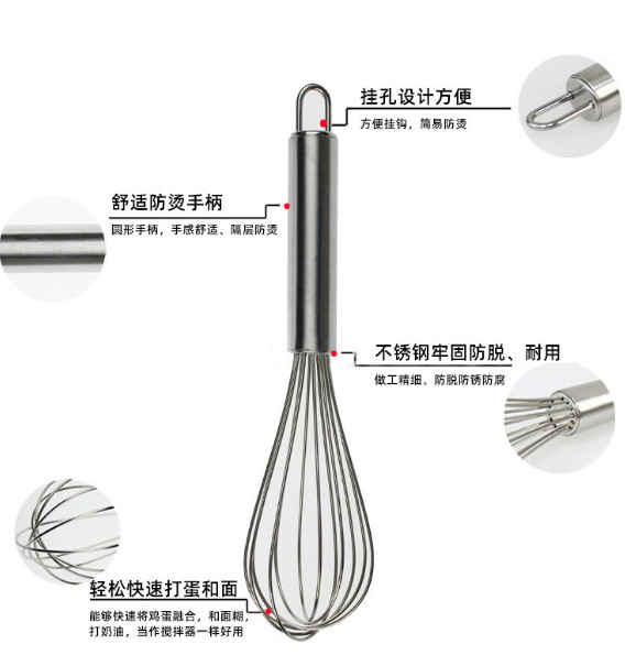 Wholesale 10-inch 6-wire thickened manual mixer, kitchen small tools, manual egg beater Application Scenario