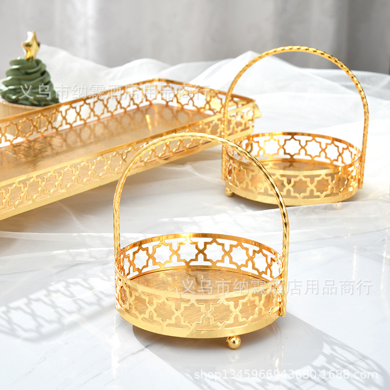 Light Luxury Metal Dry Fruit Snack Tray Living Room Fruit Tray Household Ktv Division Nut Snack Tray Storage Box Item Picture