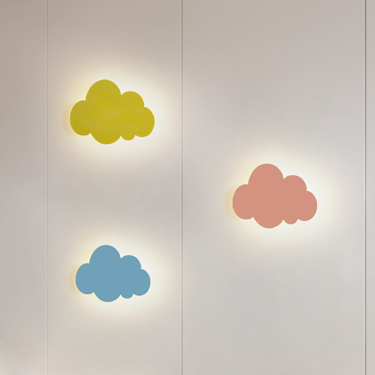 Cloud wall lamps, cartoon bedroom bedside lamps for girls and boys, decorative wall lamps, creative and personalized artistic children's room lamps full figure