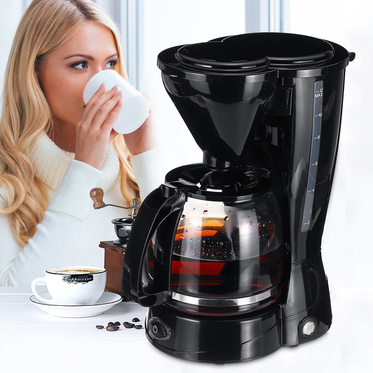 跨境滴漏式迷你咖啡机带壶家用办公室小型煮咖啡机  coffe maker