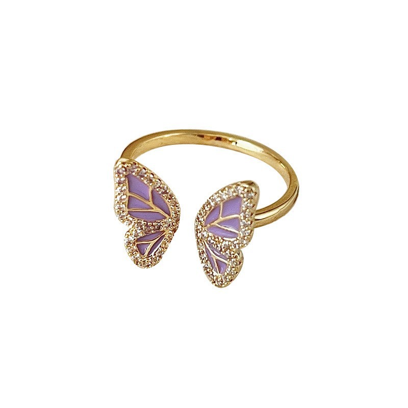 Goteo de aceite esmalte mariposa anillo mujer nicho premium sentido luz extravagancia no se pierda color influenciador estilo explosivo deslumbrante multiplos anillos Item Picture