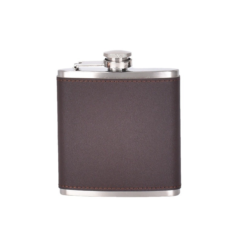 A new Russian portable 8oz stainless steel wine jug for outdoor use with a flat metal exterior Item Picture