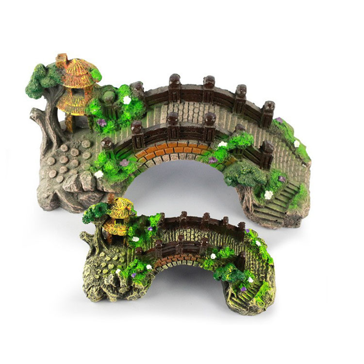 Manufacturers wholesale retro arch bridge garden resin fish tank aquarium rockery stone water grass fish tank landscape decoration Specification drawing
