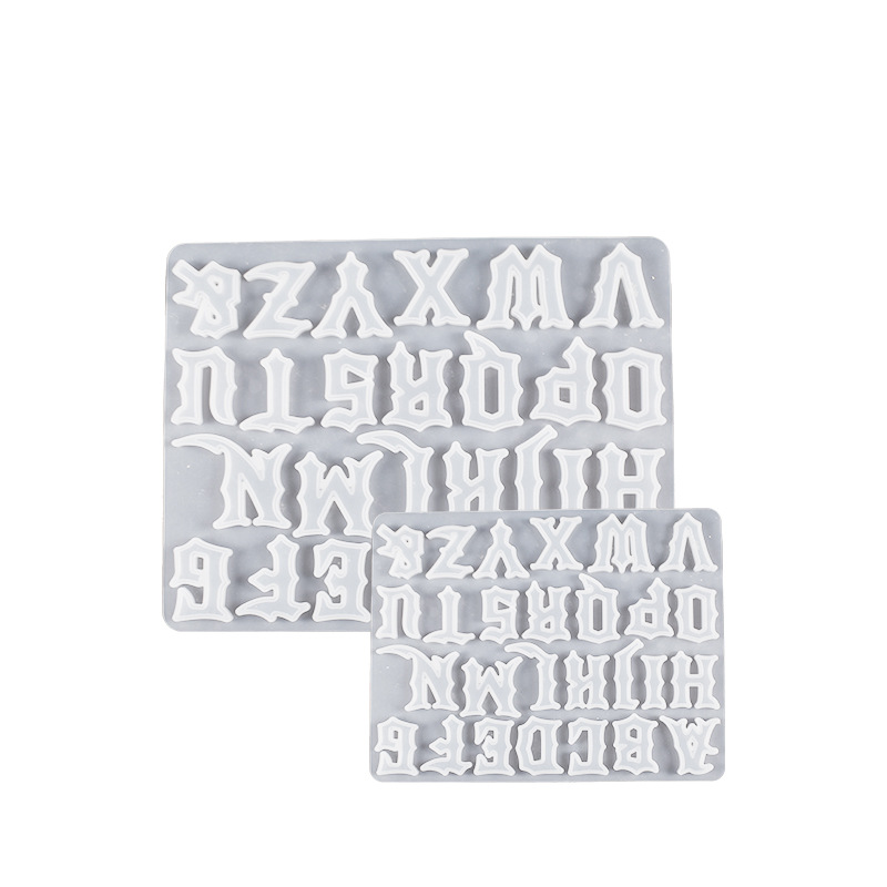 diy Gothic irregular-shaped English 26-letter full plate silicone mold for scented incense pendant keychain Item Picture