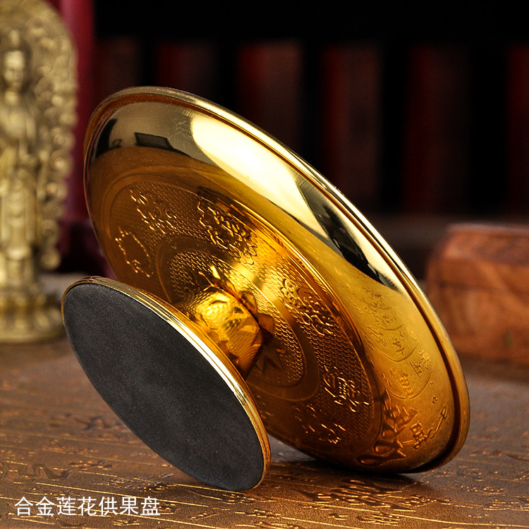 Fruit plate Fruit plate gold front Buddha offering Buddha fruit plate eight auspicious ceramic fruit plate home Buddha decoration lotus offering plate Application Scenario