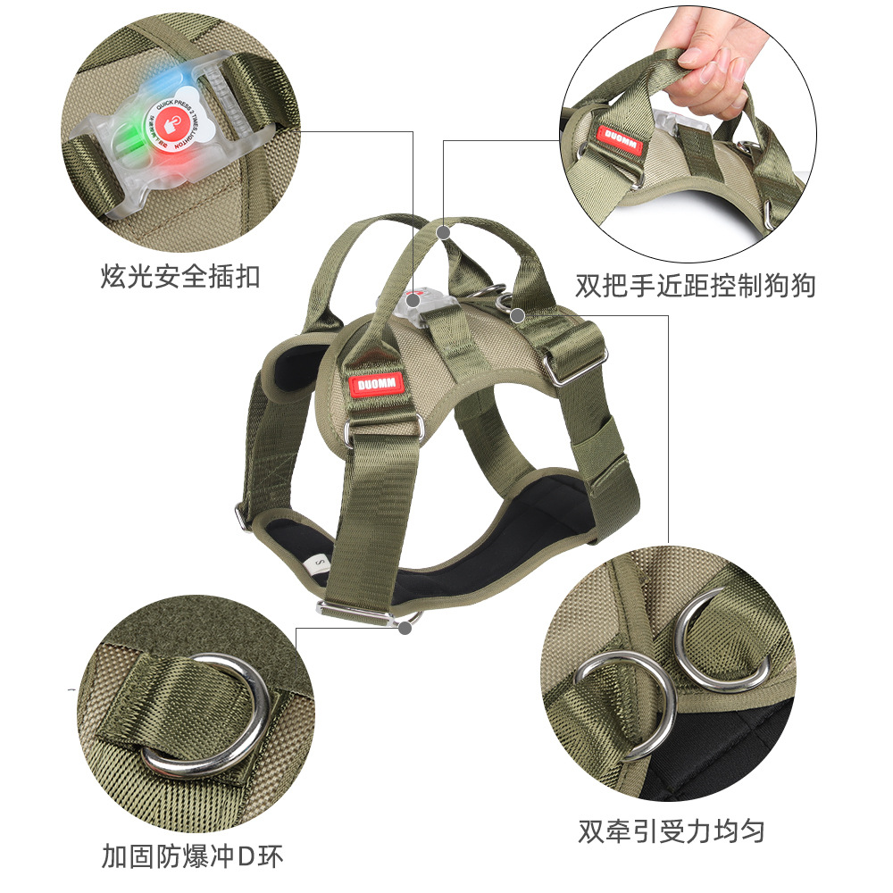 Wholesale of cross-border pet chest and back dog leashes, load-reducing LED lights, explosion-proof large-sized dog chest and back straps, and pet supplies details Picture