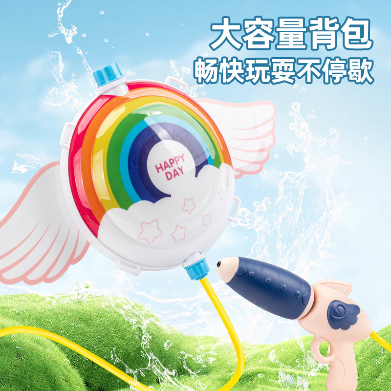 Children's backpack water gun, pull-out water gun toy, outdoor beach boys and girls water gun, kindergarten water Splashing festival Application Scenario