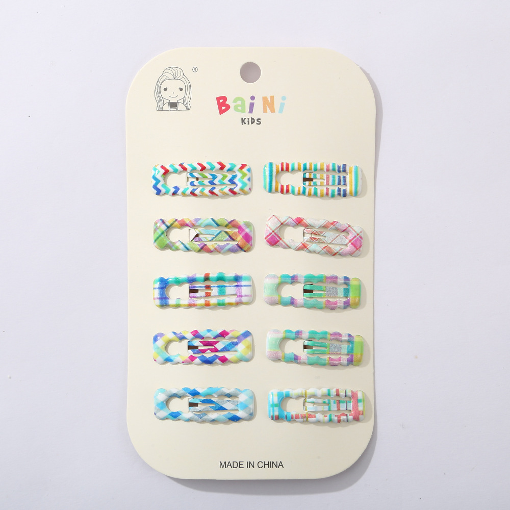 Children's Hair Clip Color Plaid Shaped Bb Clip Girls Hair Accessories Cute Baby Bangs Clip Little Girls Broken Hair Clip Item Picture