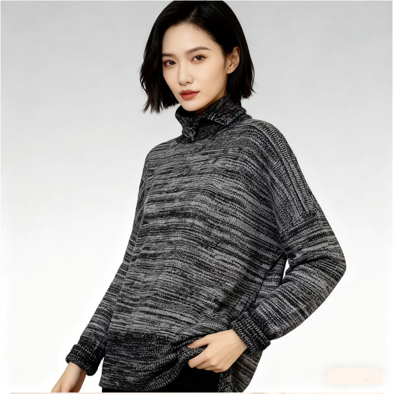 气质高领毛衣女宽松大码遮屁股遮肉显瘦套头针织衫2025秋冬新款