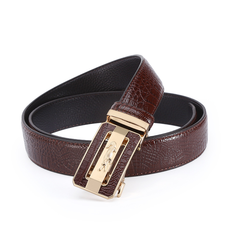 Youth Casual Men's crocodile belt 2023 Personalized Alloy Automatic Buckle Belt wholesale from street stall source manufacturer Application Scenario