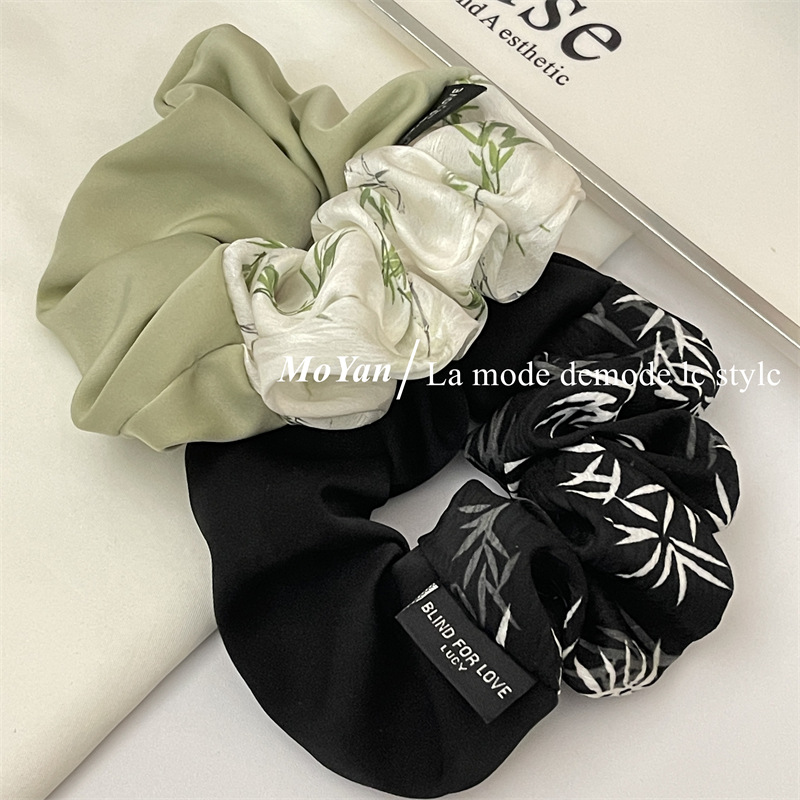 New National Style Vintage Satin Splicing Mangosteen Fabric Art Large Scrunchie Temperament Elegant High-Grade Hair Cord Hair Cord Headflower
