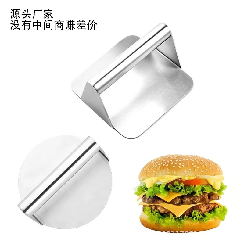 Factory stock 430 stainless steel hamburger meat press, round and square hamburger meat press, kitchen tools, meat press plate details Picture