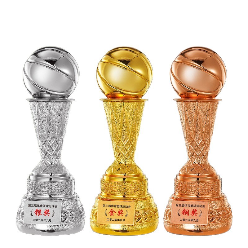 Basketball, football and volleyball trophies, gold, silver and bronze creative large, medium and small sports competition and sports meeting awarding supplies Item Picture