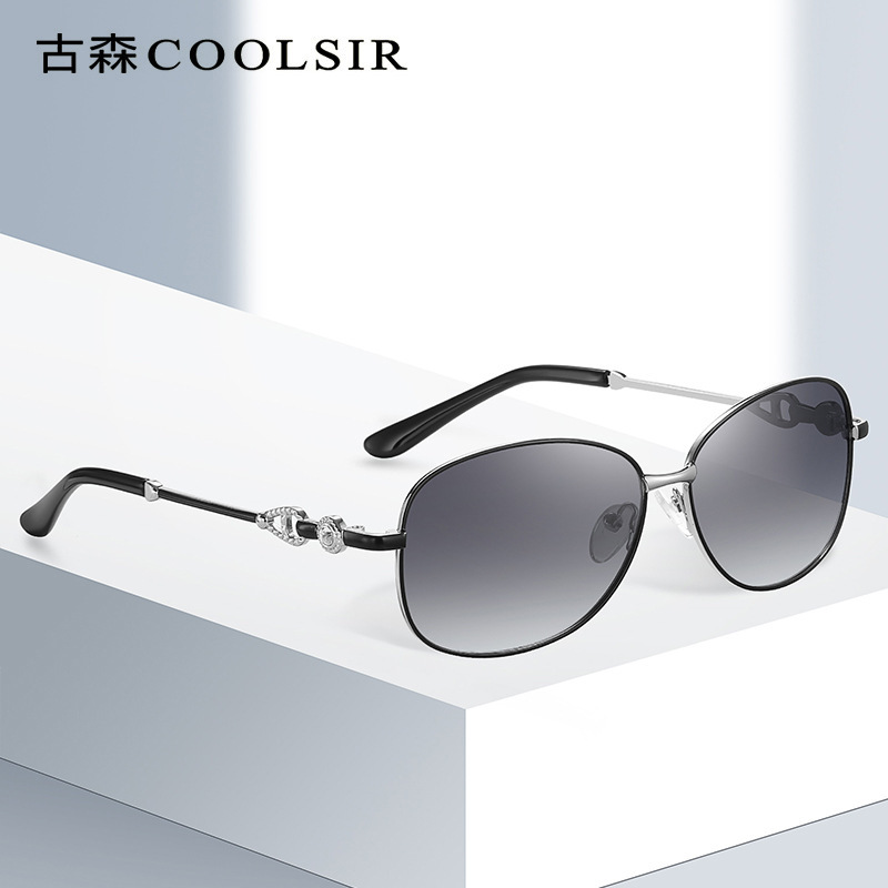 New fashionable diamond-encrusted women's glasses, sunshade glasses, 612 women's polarized sunglasses, two-tone sunglasses