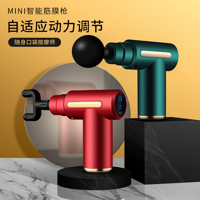【 4 massage Heads for Free 】 Fascia gun, muscle relaxation massager, Smart mini vibration impact gun, portable mouth details Picture