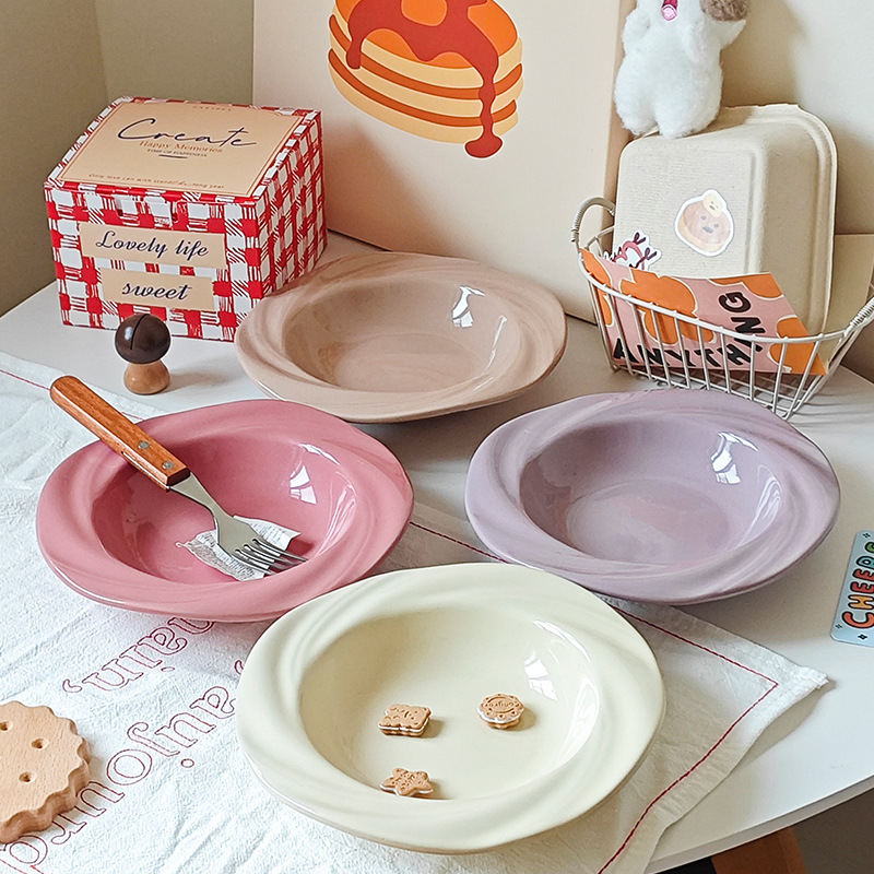 ins风可爱陶瓷餐具高颜值盘子菜盘意面盘西餐盘家用高级感甜品盘