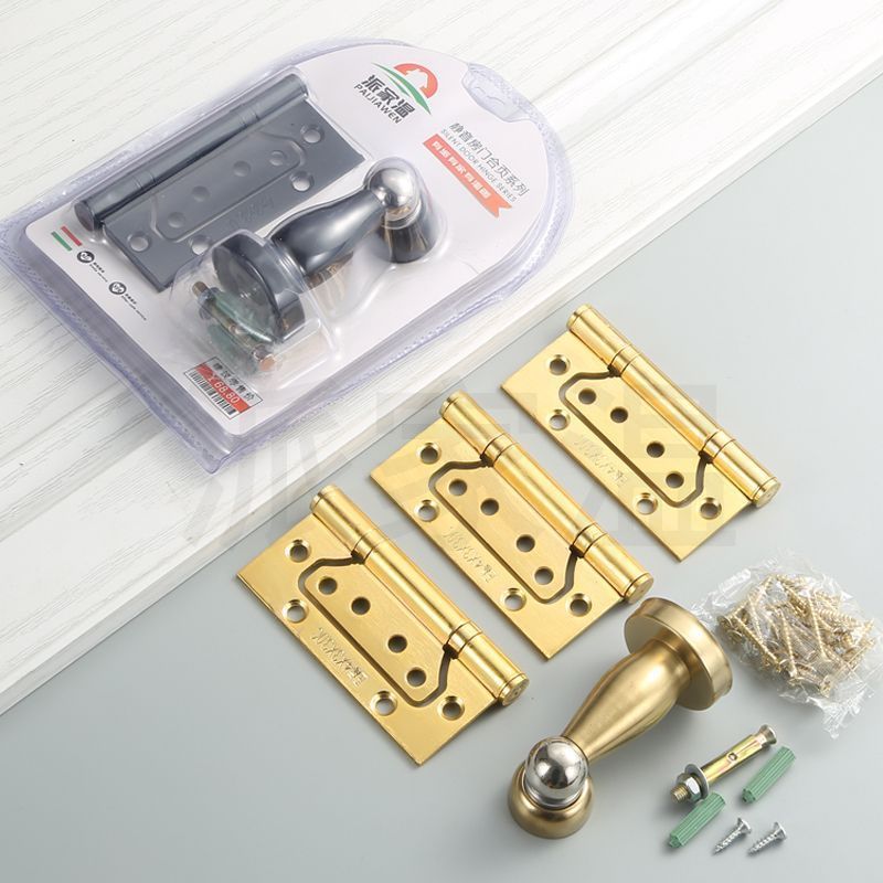 Set of hinge door, no need for slotting, 4-inch parent-child lotus leaf bedroom wooden door, golden three-in-one for bathroom Specification image