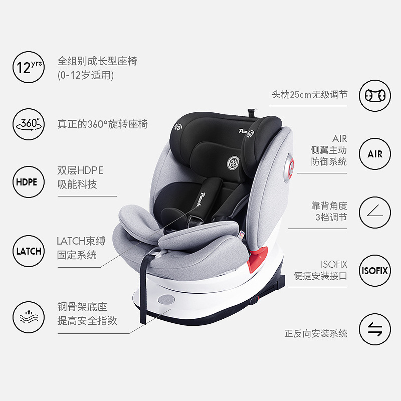 Pouch安全座椅儿童汽车座椅婴儿汽座0-12岁坐椅KS19plus品牌直供详情图4