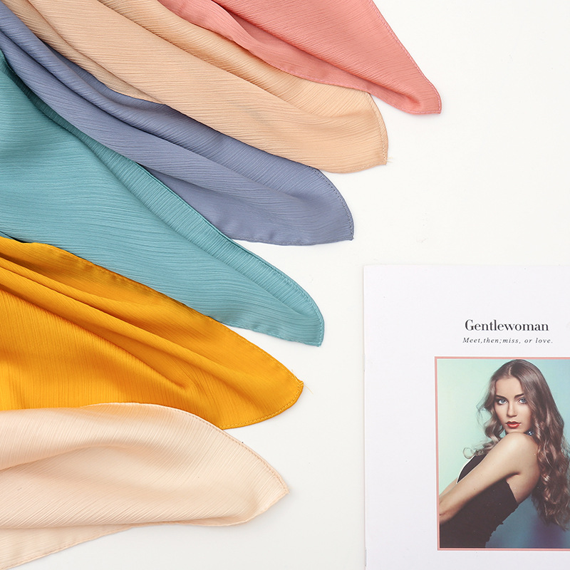 The New Malaysian Natural Crepe Monochrome Women's Headscarf Crinkle Satin Shawl Scarf Ladies Specification drawing