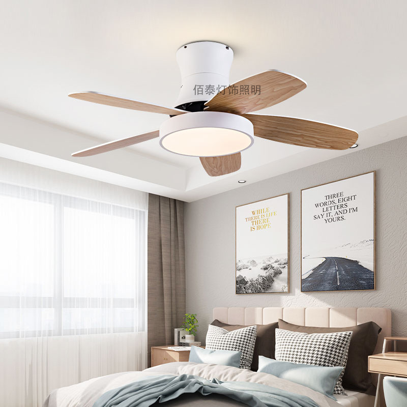 Ceiling fan light, bedroom, dining room, living room, ceiling fan, silent remote control, high wind force, variable frequency, Amazon cross-border lighting fixtures details Picture